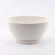 HAPPY WORLD 霧面橢圓花盆, 白色