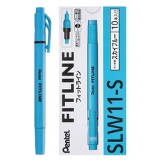Pentel 飛龍文具 Fitline 螢光筆, 10個, 雙頭天空藍 SLW11-S