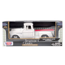 MOTOR MAX 1955雪佛蘭 5100 Stepside 1/24模型, 白色的