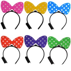 PARTYSHOW LED緞帶髮箍 6入, 粉紅色, 黃色, 藍色, 薰衣草紫, 綠色, 紅色, 1套