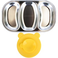 不鏽鋼餐盤+矽膠吸盤, 混色, 餐盤+吸盤