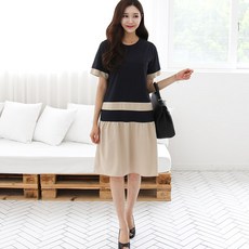 BONBONSTORY 拼色孕婦連身裙