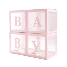 WOW PARTY KOREA baby 氣球盒 4個字母 套組, 粉紅色, 1套