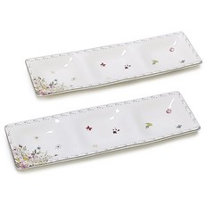 Fleur 三格分隔盤, 白色, 2個