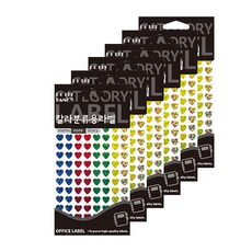 Petit 彩色分類用全息愛心標籤貼紙 20-HR344A, 混色, 7入, 6個