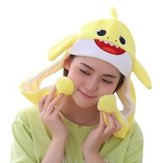 10X10 鯊魚寶寶造型絨毛帽, 黃色