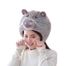 PARTY PANG 可愛豬豬連帽頭套, 灰色, 1個