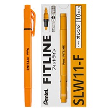Pentel 飛龍文具 Fitline螢光筆 SLW11-F 10入, 雙頭橘色, 10個