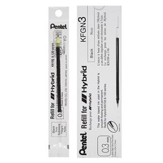 Pentel 飛龍文具 圓珠筆芯 KN103 KFGN3-A 0.3mm 12入, 黑色的, 1個