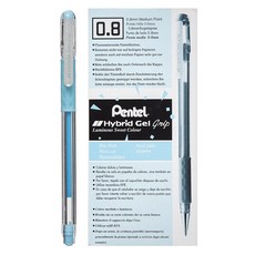 Pentel 飛龍文具 凝膠墨水筆 K118-LS 0.8mm 12入, 粉藍色, 1個