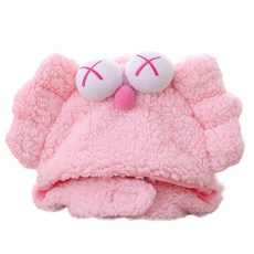 PartyPang 可愛螃蟹造型人造羊毛連帽頭套, 粉紅色, 1個