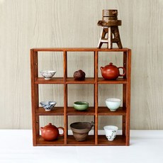 만풍 사각형 화리목 장식장 좌대 9칸 GZMF-004