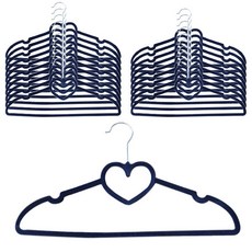 Decozin 天鵝絨愛心衣架, 海軍藍, 20個
