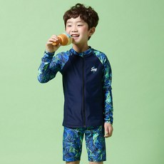 koogi adventure 男童款衝浪防曬長袖拉鍊式泳衣3件套組 KB-M750