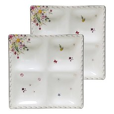 L.loom Fleur 四格分隔盤, 白色, 2個