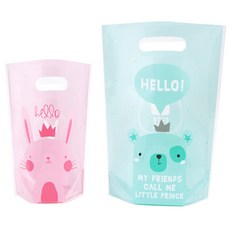 Bom91 韓國製 Hello Rabbit 禮物塑膠袋 粉紅色 50入 + 薄荷綠 50入, 1套