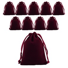 Donna&Deco Brodie 天鵝絨束口袋 L, 酒紅色, 10個