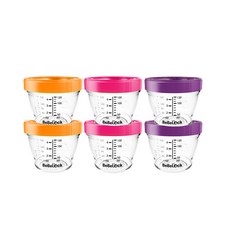 Bebelock 韓國製Tritan副食品刻度密封罐, 橘色+粉色+紫色, 130ml, 6個