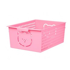 熊造型收納籃 L號 17L, 粉色的, 1個