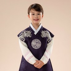 geumdong hanbok 男童用藍紫色龍刺繡兒童韓服套裝 CM008 + 福袋