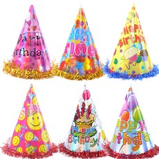 PARTYSHOW 雷射生日派對帽 皇冠 4入 + 笑臉 4入 + 蛋糕 4入 + 氣球 4入 + 派對 4入 + 馬芬 4入, 混合顏色, 1套