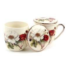 Rose Bella 馬克杯 2入 + 杯蓋 2入, 象牙白, 1套