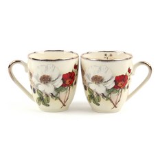 Rose Bella 花朵馬克杯, 象牙白, 2個