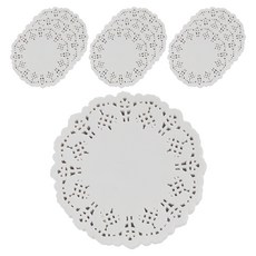Partyshow 圓形蕾絲花邊紙 100入, 白色調, 10個