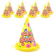 PARTYSHOW 絲帶蕾絲生日帽, 黃色的, 9個