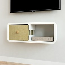 CUBICS 雙格壁掛式收納架+編織收納藍 米色 vin2-32, 白色的, 二級