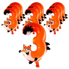 WOW PARTY KOREA 狐狸數字氣球 數字3, 混合顏色, 10個