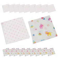 SHUBEBE 竹節棉紗無螢光印花手帕 粉紅圓點 10入+動物 10入