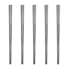 Inspoon 亮面韓式成人筷子, 銀色, 5個, 筷子5雙