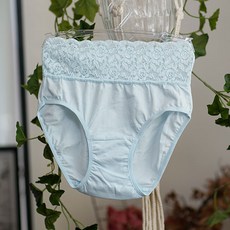 초끈바디웨어 국내산 여성용 퓨어코튼 60수 면스판 허리쏙레이스팬티 8p