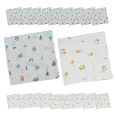 SHUBEBE 竹節棉紗無螢光印花手帕 小雞 10入+貓頭鷹 10入