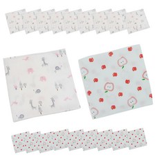 動物圖案孩童紗布手帕 粉紅色 10入+蘋果圖案 10入