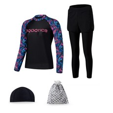 AQUATICA 女款防曬長袖泳衣+假兩件式短褲內搭長褲 AQAWBX-WL+彈性泳帽組