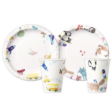 BLEEN Petit 玩具紙盤 180mm 10入 + 動物 180mm 10入 + 玩具紙杯 260ml x 10入 + 動物 260ml x 10入, 40個, 1套