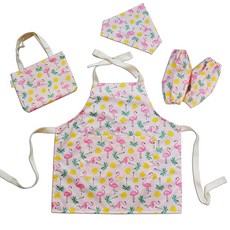 SEMOMS 紅鶴印花圍裙+頭巾+袖套+收納包