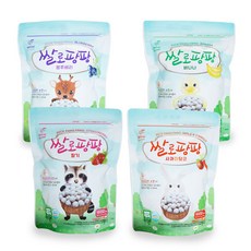 Jjangjuk 孩童米果球B款 4包組, 蘋果胡蘿蔔口味+草莓口味+藍莓口味+香蕉口味, 1組