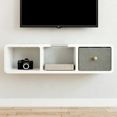 CUBICS 2個掛牆電視架333+空箱vin2-32, 擱板（白色）、空箱（灰色）, 三級