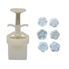 可調式高度月餅壓模 + 6種花瓣模具, 混合顏色, 1套