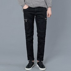 The Y Jean 男士拉鍊口袋跨度黑色牛仔褲 ME165