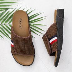 GODSHOE 男士斜紋三線拖鞋, 棕色, 255