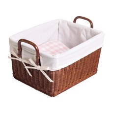 ggumigga 藤編布質提把籃 中, 混色, 1個