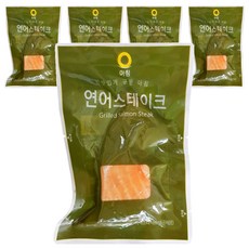 아침 맛있게 구운 연어스테이크, 100g, 5개