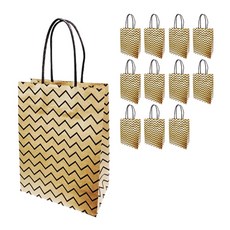 도나앤데코 벨리타 크라프트 쇼핑백 12p, 블랙 지그재그