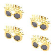 PARTYSHOW 金屬金色生日派對眼鏡, 混合顏色, 4個