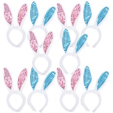 PARTYSHOW 亮片兔子髮箍 2款, 粉紅色, 藍色, 5套