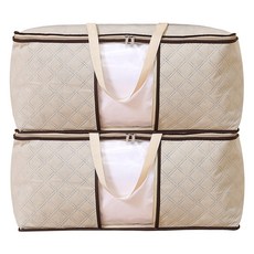 하늬통상 부직포 이불정리함, 베이지, 초특대형(70 x 50 x 30 cm), 2개